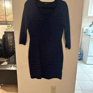 Femme Navy Blue Polka Dot Long-Sleeve sweater Dress